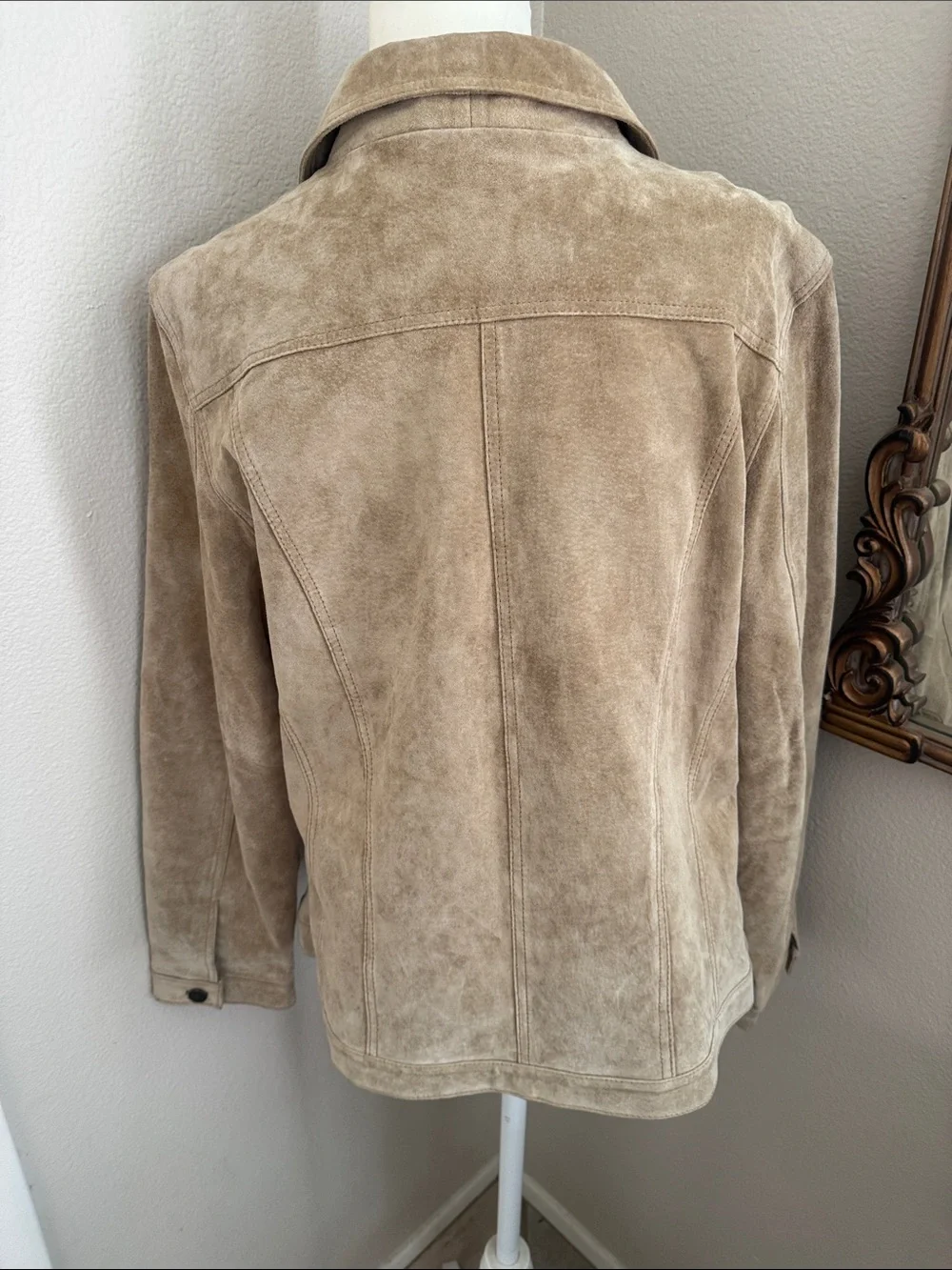 Fabio Women's Suede Leather Button-Front Jacket - Tan size XL - Picture 4 of 14